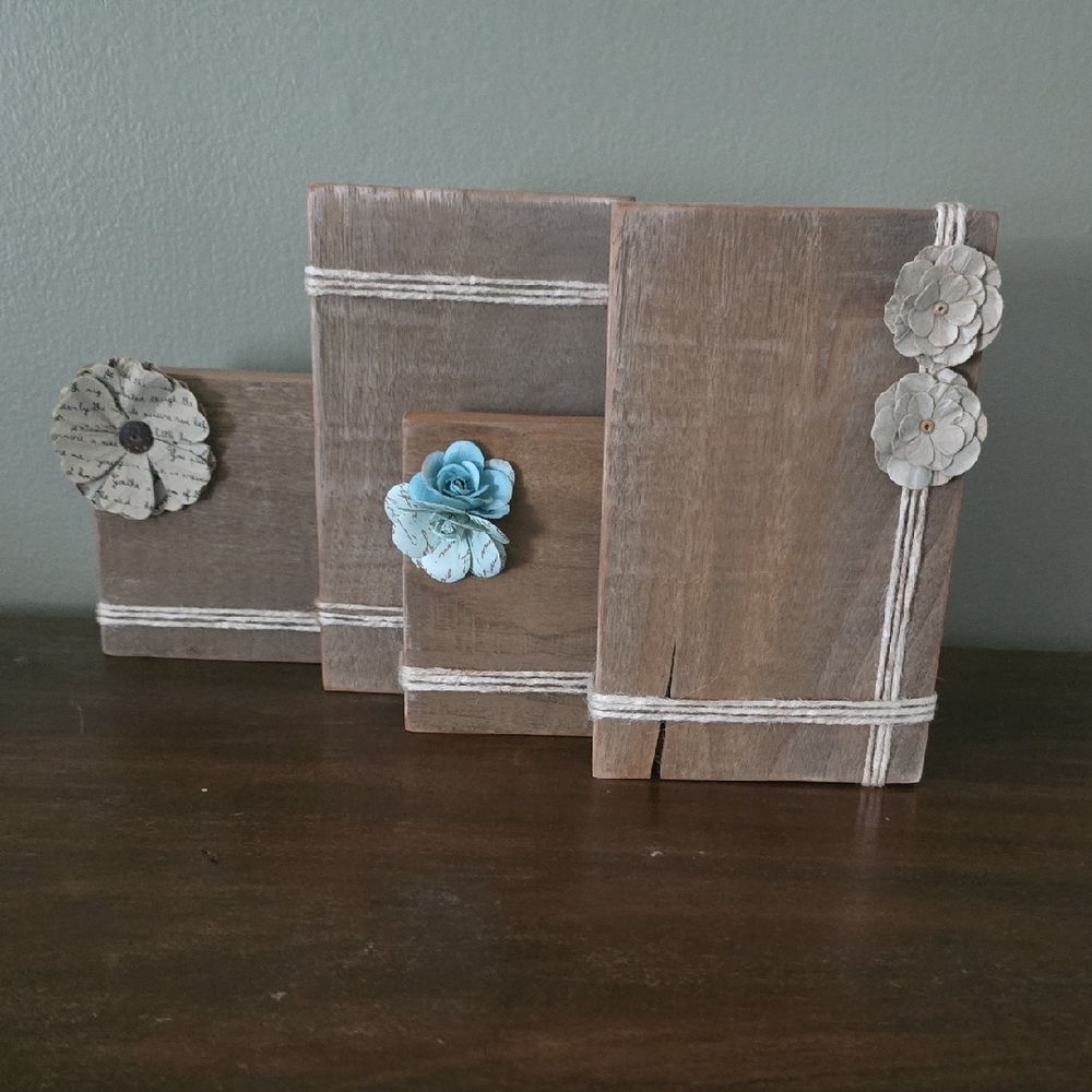 Rustic Wooden Photo Frames with Floral Accents